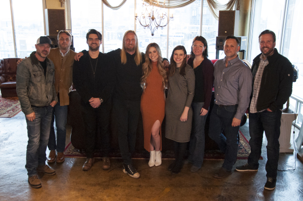 Left to Right: Jon Randall (SWM/Green Iris A&R), Chuck Fleckenstein (GM & COO SWM/Green Iris), Davis Naish (Producer), Alex Orbison (President SWM/Green Iris), Rachel Reinert, Emily Mueller Olson (Creative Director SWM), Sara Beal (Director of Publishing SWM), Ross duPré (Artist Manager 333 Entertainment), Scott Safford (Attorney Safford Motley PLC)